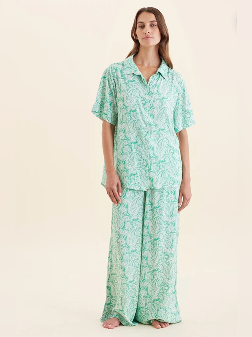 Papinelle Sophia Paisley Short Sleeve Long Pajama Set Size XS